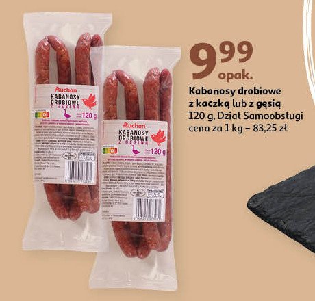 Kabanosy drobiowe z kaczką Auchan różnorodne (logo czerwone) promocja