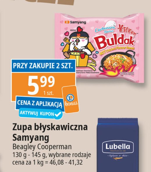 Makaron ramen hot kurczak buldak SAMYANG (SPOŻYWCZE) promocja w Leclerc