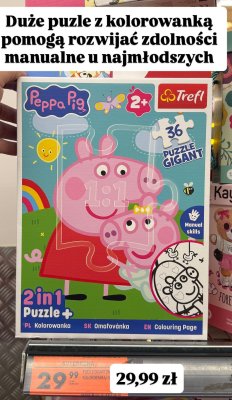 Puzzle 2w1 z kolorowanką Świnka Peppa promocja w Biedronka