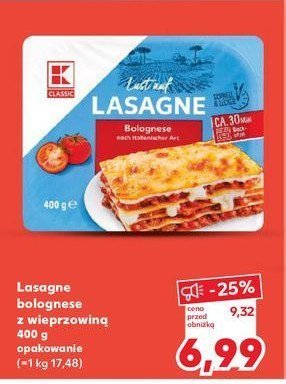 Lasagne bolognese z wieprzowiny K-classic promocja