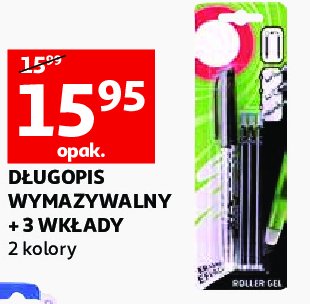 D艂ugopis wymazywalny czarny + 3 wk艂ady Auchan promocja