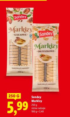 Markizy Sondey Markizy kakaowe lub orzeszkowe promocja w Lidl