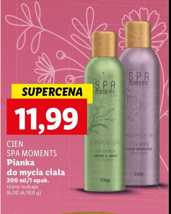 Pianka do mycia ciała creamy Cien spa moments promocja