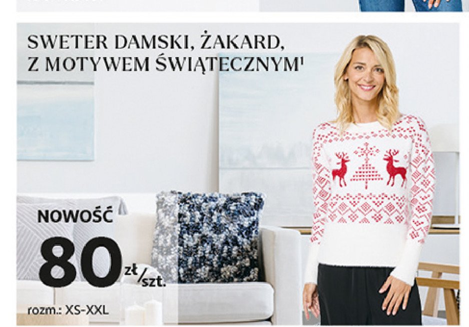 Sweter damski świąteczny xs-xxl biały Auchan inextenso promocja