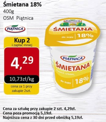 艢mietana 18% OSM Pi膮tnica promocja w Market Point
