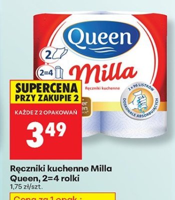 Ręczniki kuchenne Milla Queen, 2=4 rolki promocja w Biedronka