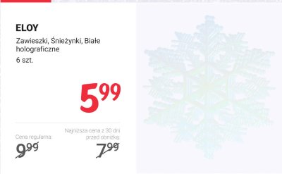 Zawieszki Śnieżynki, białe holograficzne 6 szt. promocja w Rossmann