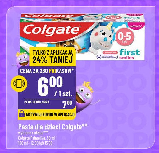 Pasta do zębów 0-5 Colgate smiles promocja