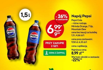 Napój Pepsi Cola różne rodzaje 1,5l promocja w Żabka