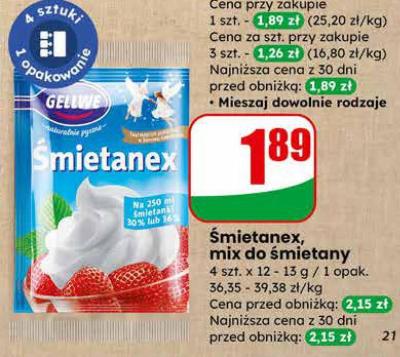 Śmietanex mix do śmietany Gellwe promocja w Dino