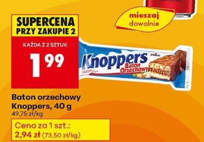 Baton orzechowy Knoppers, 40 g promocja w Biedronka