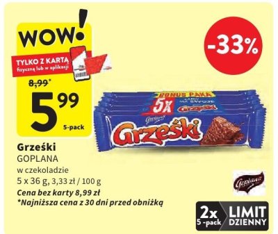 Grześki GOPLANA w czekoladzie promocja w Intermarche