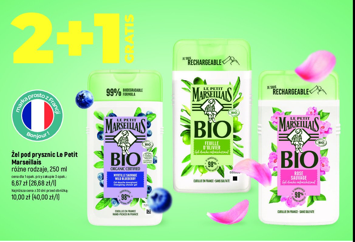 Żel pod prysznic dzika borówka bio Le petit marseillais promocja