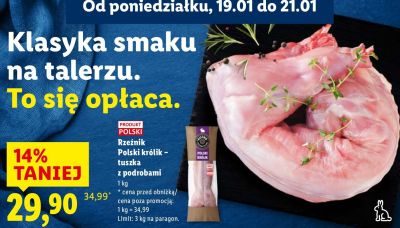 Rzeźnik Polski królik - tuszka z podrobami promocja w Lidl
