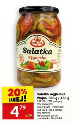 Sałatka węgierska Wojna, 880 g / 450 g promocja w Twój Market