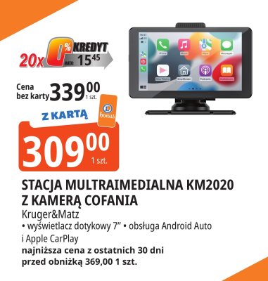 Stacja multimedialna KM2020 z kamerą cofania Kruger&Matz promocja w Leclerc