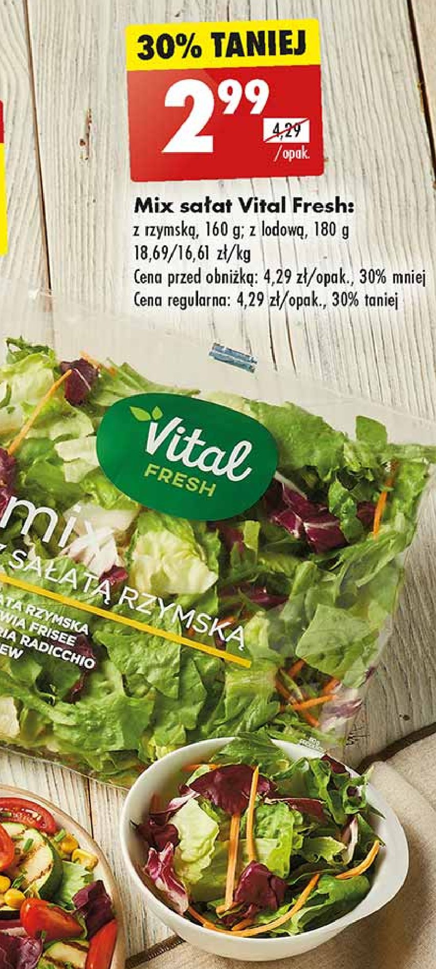 Mix sałat z sałatą rzymską Vital fresh promocja