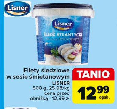 Śledź atlantycki w sosie śmietankowym Lisner promocja