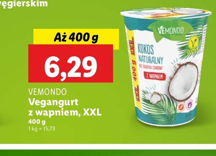 Vegangurt kokos naturalny Vemondo promocja