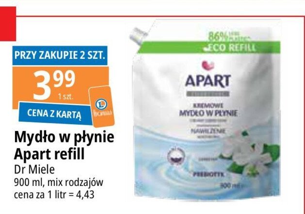 Mydło w płynie wanilia i gardenia zapas Apart natural promocja