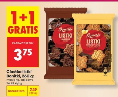 Ciastka listki Bonitki kakaowe 260 g promocja w Biedronka