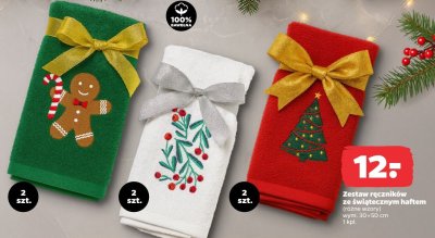 Zestaw ręczników ze świątecznym haftem 2-pak promocja w Netto