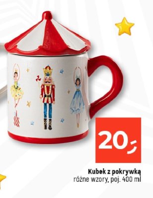 Kubek z pokrywką różne wzory, poj. 400 ml promocja w Dealz