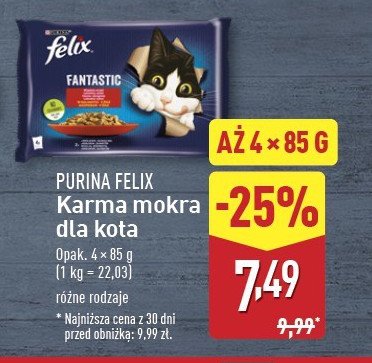 Karma dla kota wołowina i kurczak Purina felix fantastic promocja w Aldi