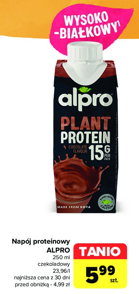 Napój czekoladowy Alpro plant protein promocja w Carrefour Market