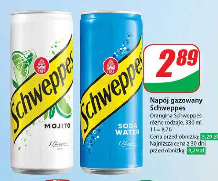 Napój soda water Schweppes promocja