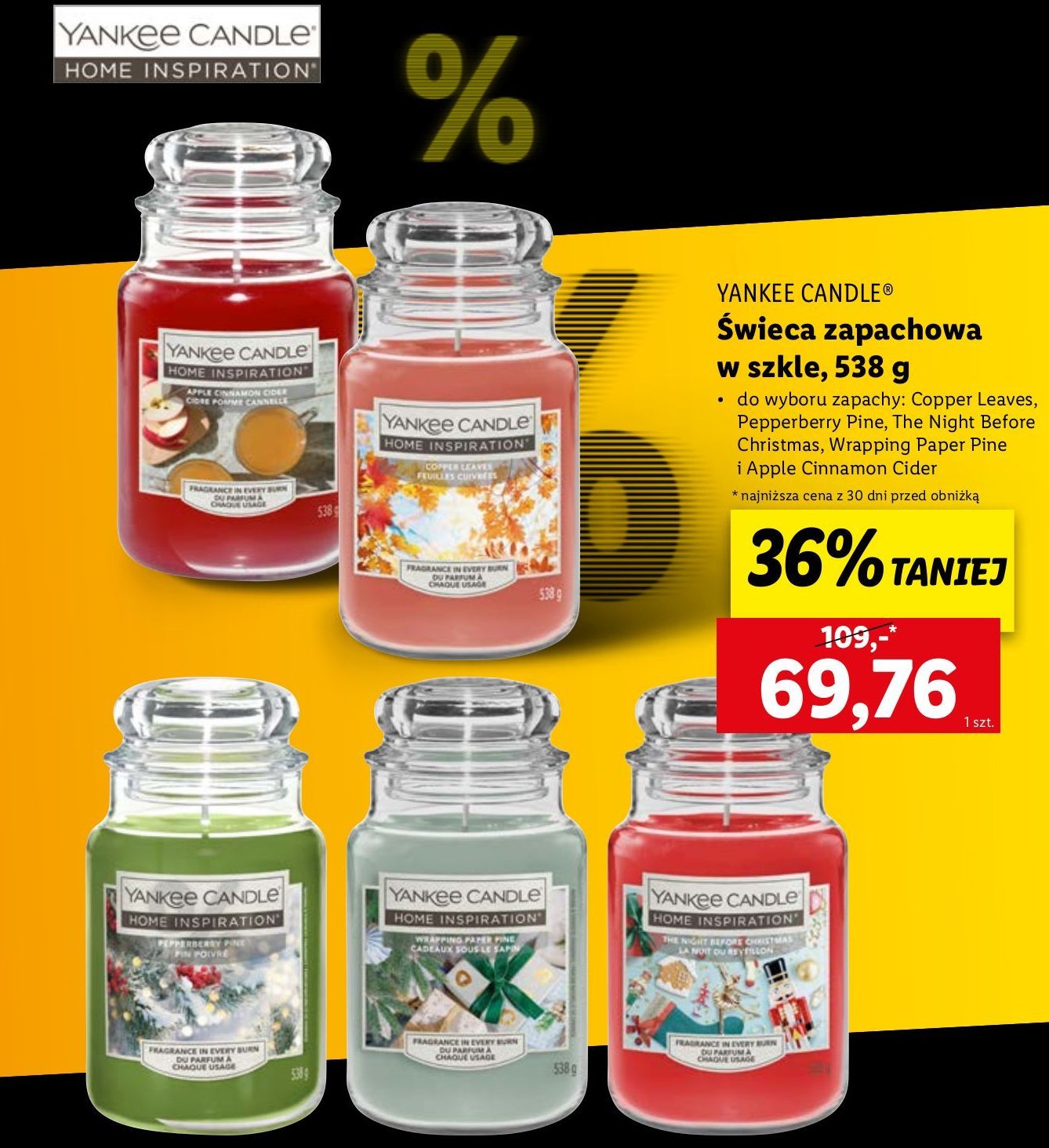 Świeca zapachowa copper leaves YANKEE CANDLE promocja w Lidl