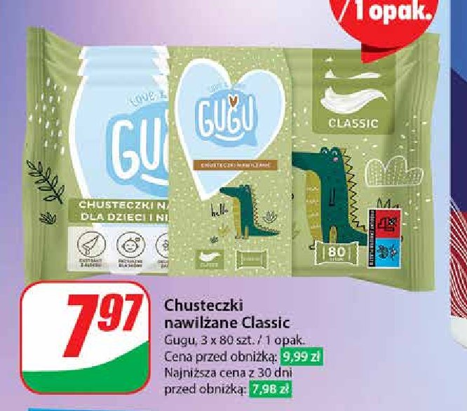 Chusteczki nawilżane love & care Gugu classic promocja