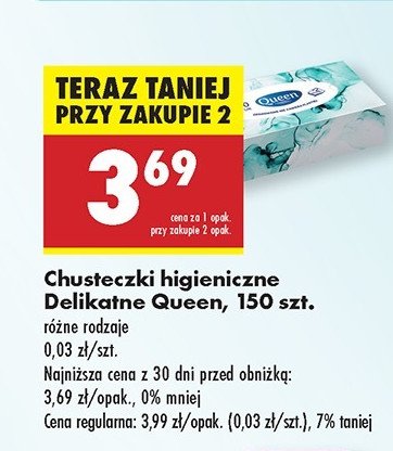 Chusteczki higieniczne Queen promocja w Biedronka