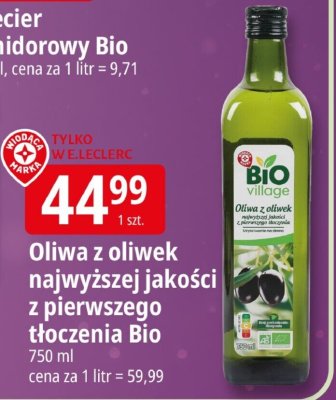 Oliwa z oliwek najwyższej jakości z pierwszego tłoczenia Bio promocja w Leclerc