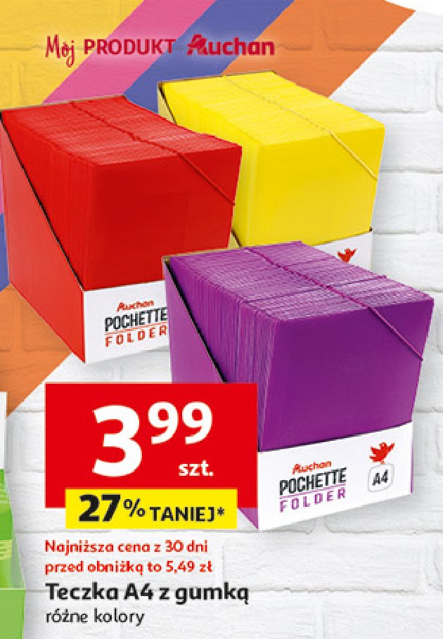 Teczka z gumką a4 fioletowa Auchan promocja