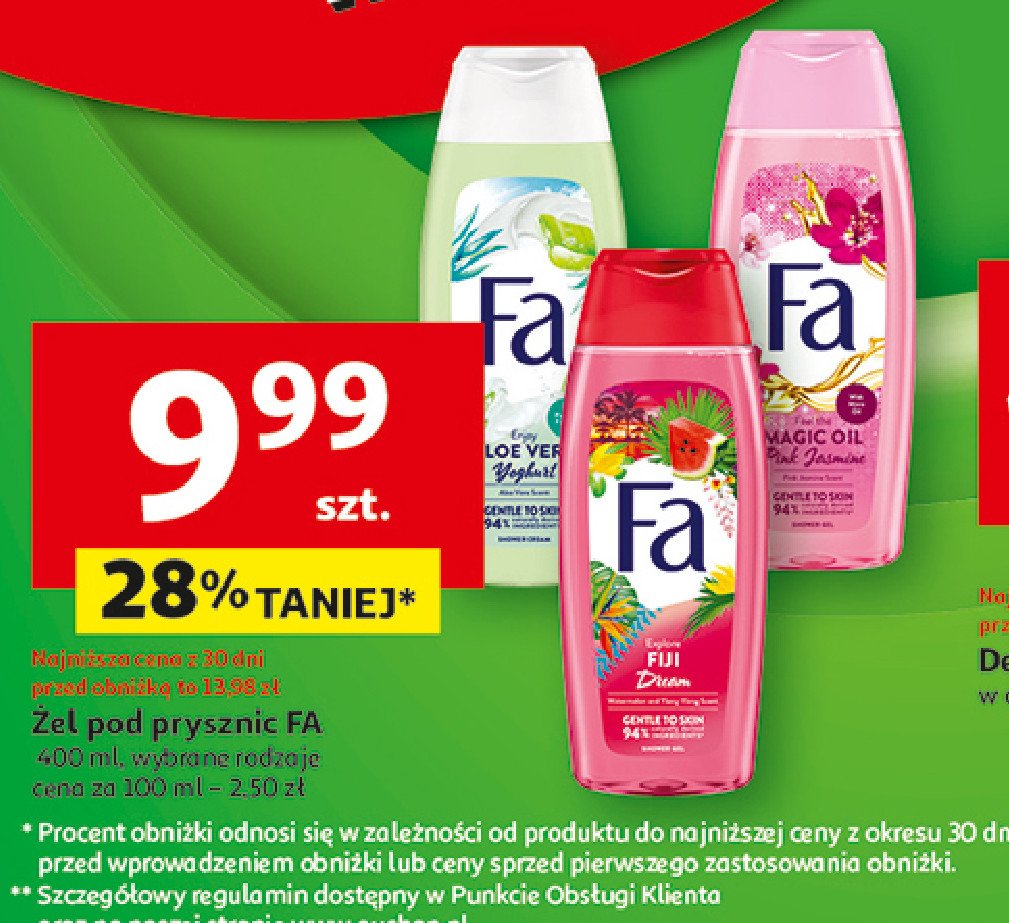 Żel pod prysznic aloe vera Fa yoghurt promocja