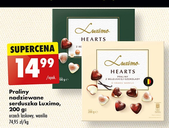 Praliny hearts o smaku wanilii Luximo promocja