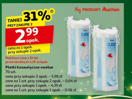 Płatki kosmetyczne Auchan różnorodne (logo czerwone) promocja