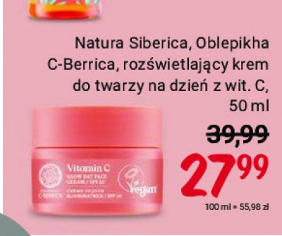 Rozświetlający krem do twarzy na dzień z witaminą c Natura siberica oblepikha c-berrica promocja