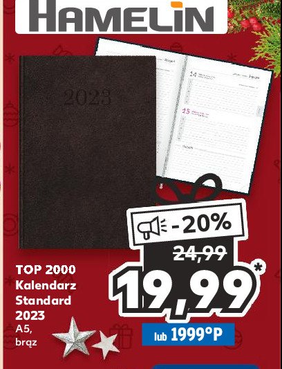 Kalendarz standard a5 brązowy Top-2000 promocja