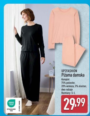 Piżama damska UP2FASHION Komplet 75% poliester, 20% wiskoza, 5% elastan; dwa rodzaje Rozmiary: S-L promocja w Aldi