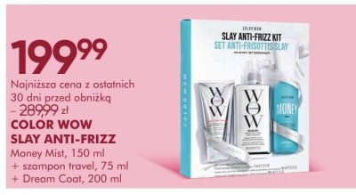Zestaw kosmetyków COLOR WOW SLAY ANTI-FRIZZ Money Mist 150 ml + szampon travel 75 ml + Dream Coat 200 ml promocja w Super-Pharm