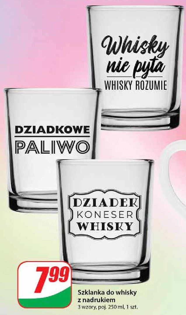 Szklanka do whisky 250 ml dzień dziadka promocja w Dino