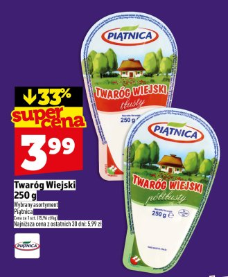 Twaróg Wiejski półtłusty 250g Piątnica promocja w TOPAZ