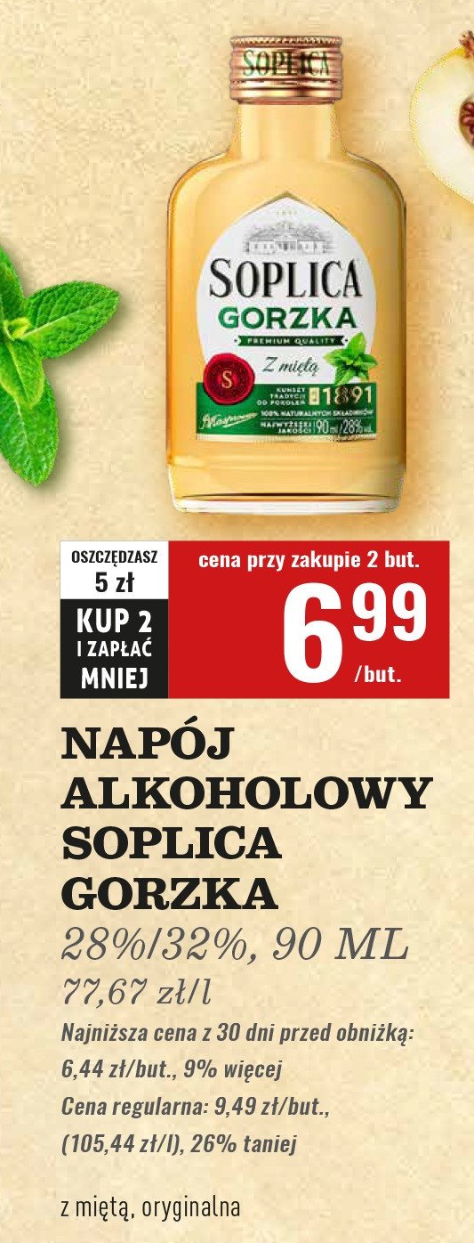 Liker 28% Soplica gorzka z miętą promocja w Biedronka
