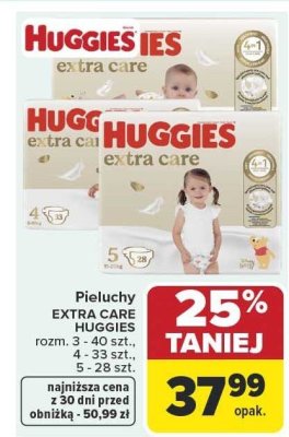 Pieluchy Huggies Extra Care promocja w Carrefour