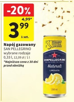 Napój gazowany SAN PELLEGRINO promocja w Intermarche