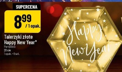 Talerzyki złote Happy New Year promocja w POLOmarket