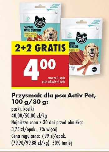 Paski mięsne z kurczakiem Activ pet promocja w Biedronka