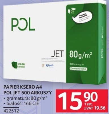 Papier ksero A4 POL JET 500 arkuszy 80g/m² promocja w Selgros